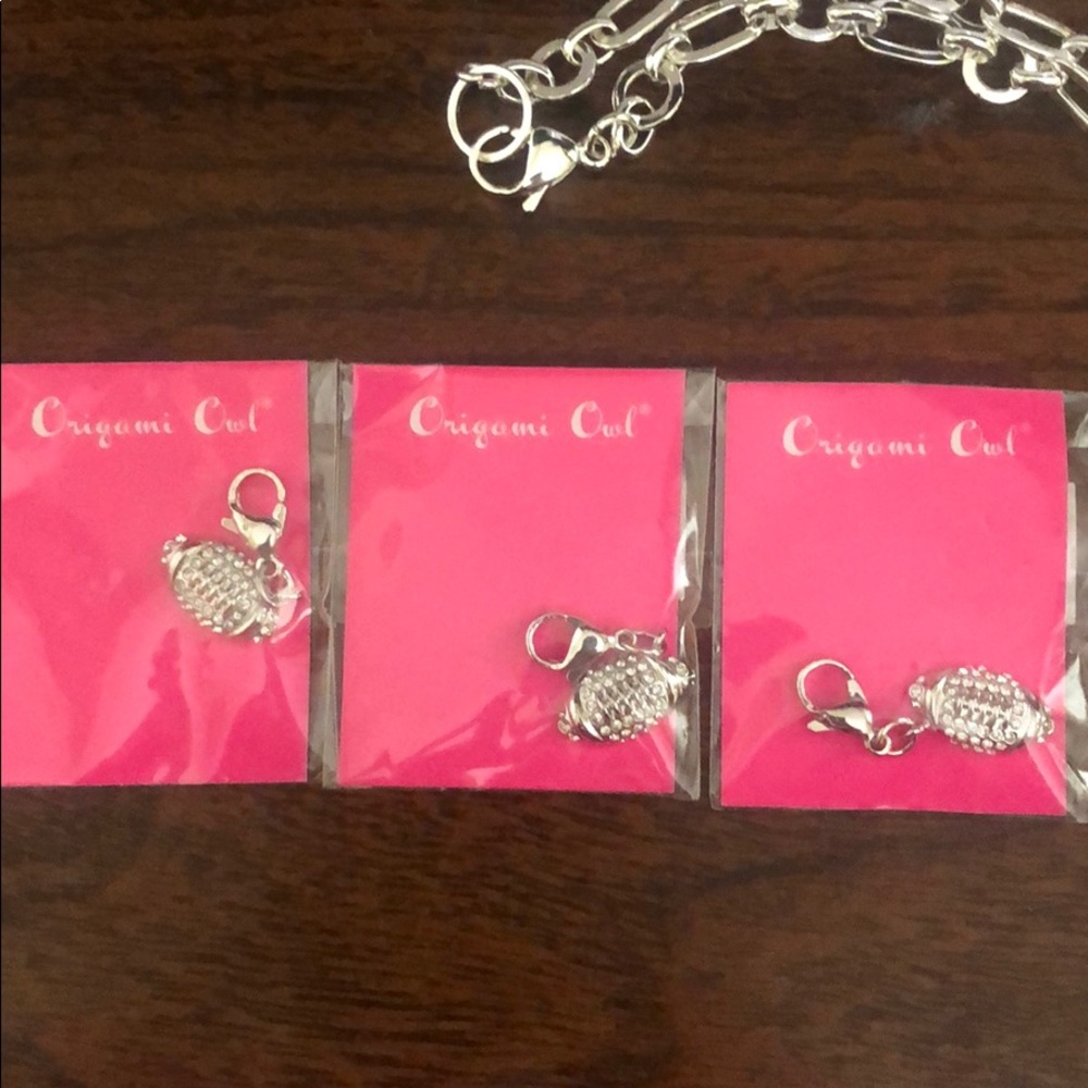3 Origami Owl Pavé Football Dangle charms